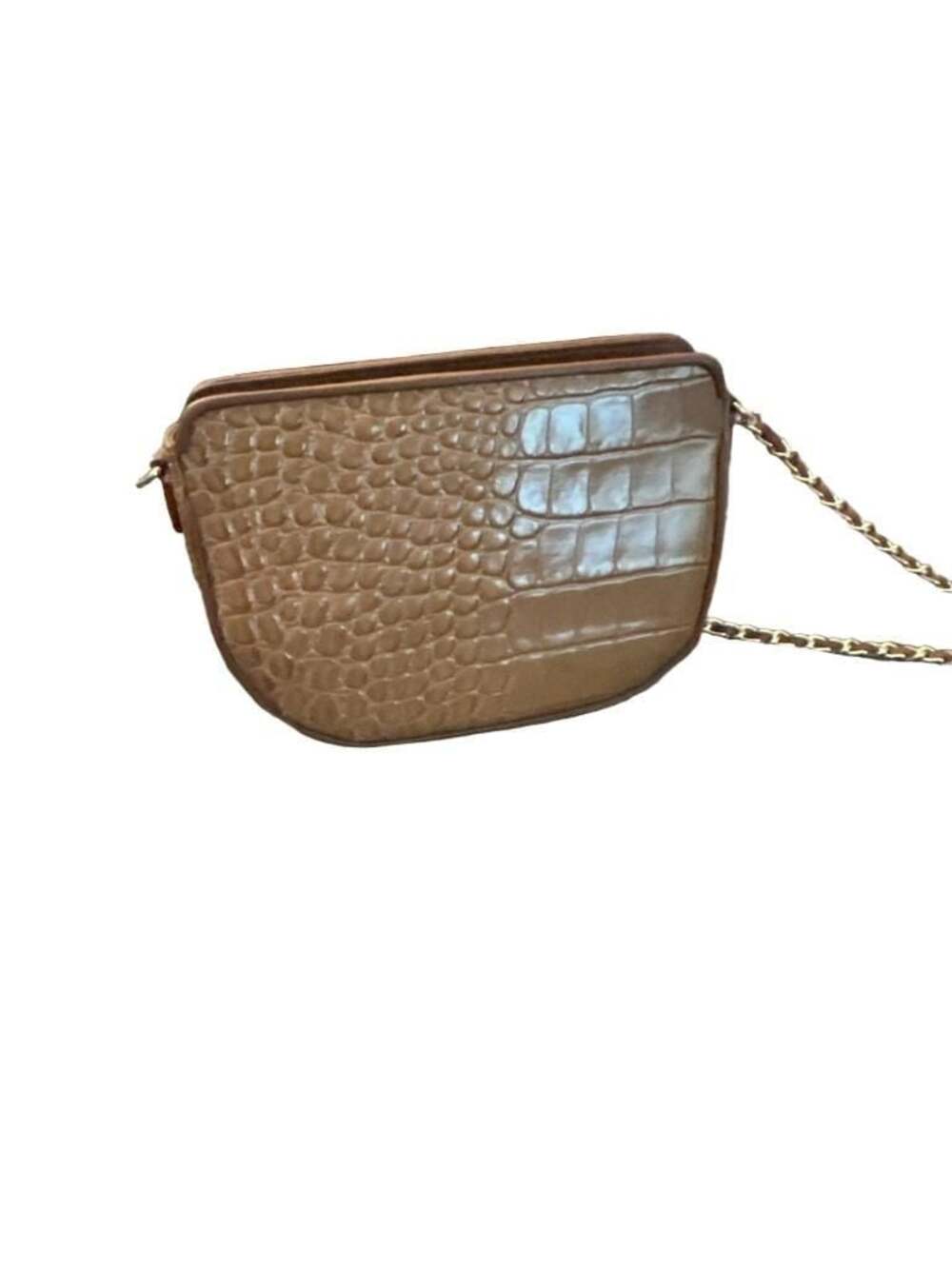 Talbots Brown Croc-Embossed Leather Crossbody Bag with Chain Strap - Picture 8 of 10